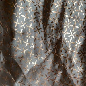 Silk Scarf. Gray with gold “X” pattern